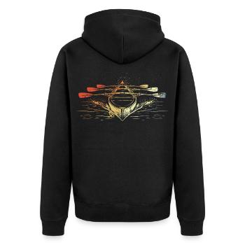 Rennruderboot Vintage Look - Unisex Premium Bio Zip Hoodie - Schwarz - Hinten - Nico (187cm)