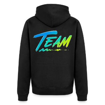 Team - Unisex Premium Organic Zip Hoodie - black - Back - Nico (187cm)