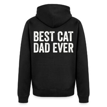 Daughter Cat Lovers Funny Father Dad - Unisex Premium Organic Zip Hoodie - black - Back - Nico (187cm)