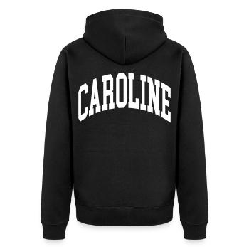 Caroline - Unisex Premium Bio Zip Hoodie - Schwarz - Hinten - Nico (187cm)