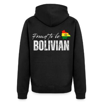 Bolivianer stolz, ich liebe Bolivien - Unisex Premium Bio Zip Hoodie - Schwarz - Hinten - Nico (187cm)
