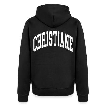 Christiane - Unisex Premium Bio Zip Hoodie - Schwarz - Hinten - Nico (187cm)