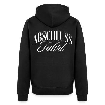 Abschlussfahrt - Unisex Premium Bio Zip Hoodie - Schwarz - Hinten - Nico (187cm)