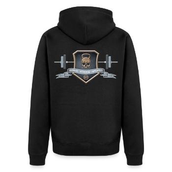 Logo Braves Strong Badass - Unisex Premium Bio Zip Hoodie - Schwarz - Hinten - Nico (187cm)