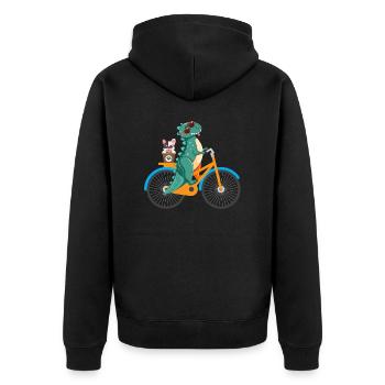 Chemise de cadeau de dinosaure de bicyclette - Veste à capuche bio Premium Unisexe - noir - Dos - Nico (187cm)
