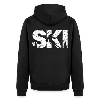 Ski - Unisex Premium Bio Zip Hoodie - Schwarz - Hinten - Nico (187cm)