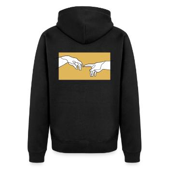 Creation of Adam hands, Michelangelo inspiration - Unisex Premium Organic Zip Hoodie - black - Back - Nico (187cm)