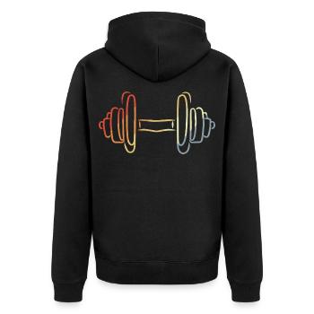 Fitness Dumbbell Sketch - Unisex Premium Organic Zip Hoodie - black - Back - Nico (187cm)