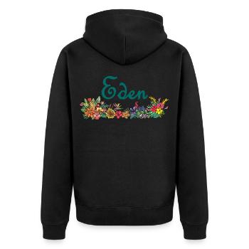 Blumen und Paradies - Unisex Premium Bio Zip Hoodie - Schwarz - Hinten - Nico (187cm)