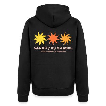Sanary ou Bandol , sous le soleil en tout cas - Veste à capuche bio Premium Unisexe - noir - Dos - Nico (187cm)