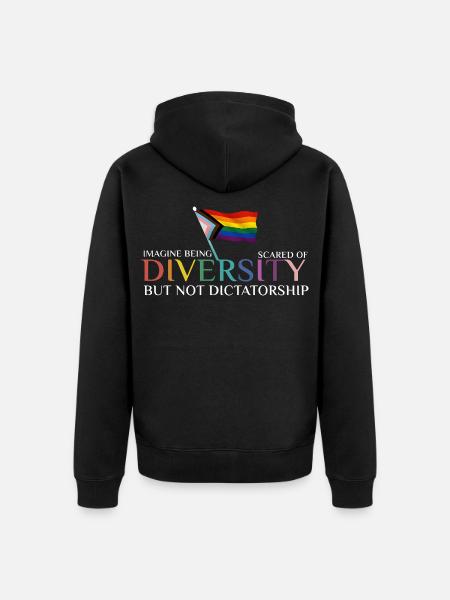 Bunte Regenbogenfahne Diversität - Unisex Premium Bio Zip Hoodie - Schwarz