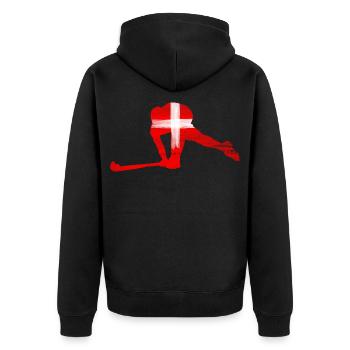 Hockey Schweiz - Unisex Premium Bio Zip Hoodie - Schwarz - Hinten - Nico (187cm)