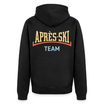 Après-Ski – Team (Apres Ski / Konkav / 3C) - Unisex Premium Bio Zip Hoodie - Schwarz - Hinten - Nico (187cm)