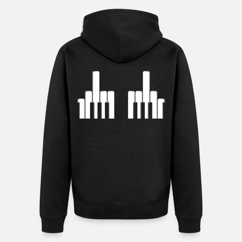 Klaviertasten Mittelfinger - Unisex Premium Bio Zip Hoodie - Schwarz
