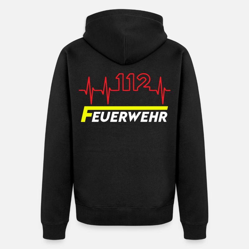 Feuewehr 112 - Unisex Premium Bio Zip Hoodie - Schwarz