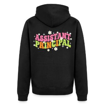 Assistant Principal Retro Groovy - Unisex Premium Organic Zip Hoodie - black - Back - Nico (187cm)