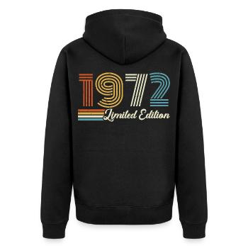 54e anniversaire 1972 Né en 1972 - Veste à capuche bio Premium Unisexe - noir - Dos - Nico (187cm)