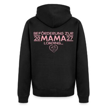 Beförderung zur Mama 2027 – Loading - Unisex Premium Bio Zip Hoodie - Schwarz - Hinten - Nico (187cm)