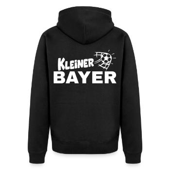 Kleiner Bayer– Kleiner Bavare im Fußball‑Style - Unisex Premium Bio Zip Hoodie - Schwarz - Hinten - Nico (187cm)