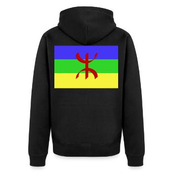 Flaggen-Amazigh-Flaggent-shirt - Unisex Premium Bio Zip Hoodie - Schwarz - Hinten - Nico (187cm)
