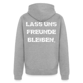 Lass Uns Freunde Bleiben - Unisex Premium Bio Zip Hoodie - Grau meliert - Hinten - Nico (187cm)