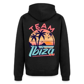 Tenue de fête de vacances Ibiza Équipe Ibiza - Veste à capuche bio Premium Unisexe - noir - Dos - Nico (187cm)