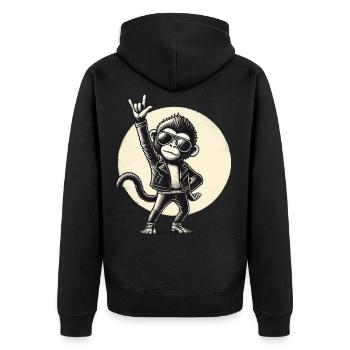 Rock, Rocker, Rock Musik, Heavy Metal, Rock Hand - Unisex Premium Bio Zip Hoodie - Schwarz - Hinten - Nico (187cm)