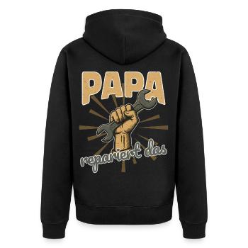 Papa Repariert Das Vatertag Werkzeug Großvater - Unisex Premium Bio Zip Hoodie - Schwarz - Hinten - Nico (187cm)