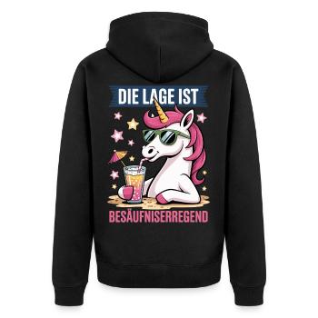 Die Lage Ist Besäufniserregend Einhorn Party - Unisex Premium Bio Zip Hoodie - Schwarz - Hinten - Nico (187cm)