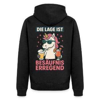 Die Lage Ist Besäufniserregend Einhorn Party - Unisex Premium Bio Zip Hoodie - Schwarz - Hinten - Nico (187cm)