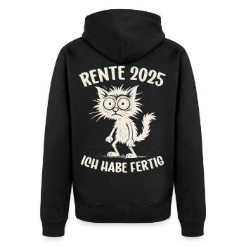Rente 2025 Ich habe fertig Rente Renteneintritt - Unisex Premium Bio Zip Hoodie - Schwarz - Hinten - Nico (187cm)