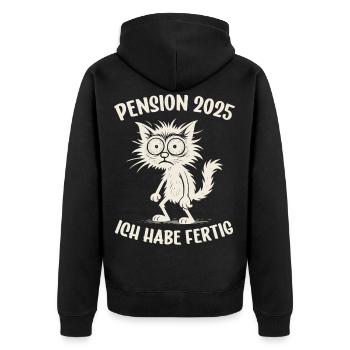 Pension 2025 Pensionierung Pensionär Pensionärin - Unisex Premium Bio Zip Hoodie - Schwarz - Hinten - Nico (187cm)
