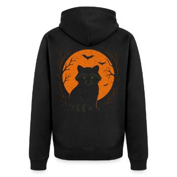 Halloween, Raccoon, Moon, Halloween Party - Unisex Premium Organic Zip Hoodie - black - Back - Nico (187cm)