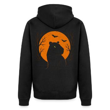 Halloween, Capybara, Moon, Halloween Party - Unisex Premium Organic Zip Hoodie - black - Back - Nico (187cm)