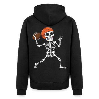 Halloween, Skelett, Football, Halloween Party - Unisex Premium Bio Zip Hoodie - Schwarz - Hinten - Nico (187cm)