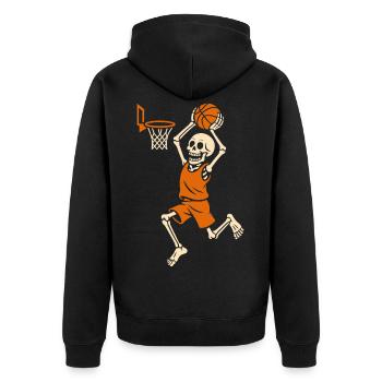 Halloween, Skelett, Basketball, Halloween Party - Unisex Premium Bio Zip Hoodie - Schwarz - Hinten - Nico (187cm)