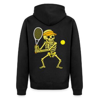 Halloween, Skelett, Tennis, Halloween Party - Unisex Premium Bio Zip Hoodie - Schwarz - Hinten - Nico (187cm)