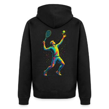 Tennis Tennis Player Man - Unisex Premium Organic Zip Hoodie - black - Back - Nico (187cm)