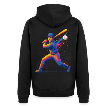 Baseball Baseball Player Man - Unisex Premium Organic Zip Hoodie - black - Back - Nico (187cm)
