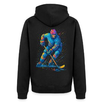 Hockey sur glace Joueur de hockey sur glace Homme - Veste à capuche bio Premium Unisexe - noir - Dos - Nico (187cm)