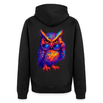 Owl Colorful Pop Art Owl Eagle Owl Rainbow Colors - Unisex Premium Organic Zip Hoodie - black - Back - Nico (187cm)