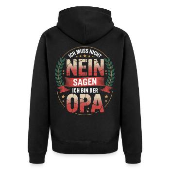 Opa Großvater Geburtstag, Opa Vatertag lustig - Unisex Premium Bio Zip Hoodie - Schwarz - Hinten - Nico (187cm)