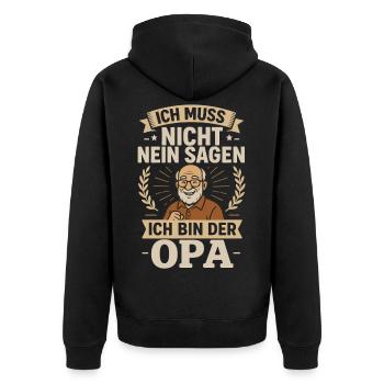 Opa Großvater Geburtstag, Opa Vatertag lustig - Unisex Premium Bio Zip Hoodie - Schwarz - Hinten - Nico (187cm)