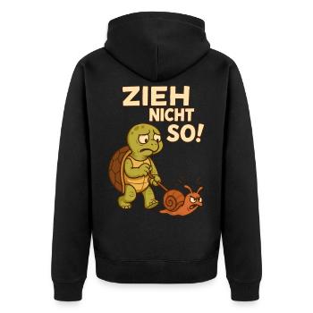Schildkröte Spruch Zieh Nicht So Schnecke Wandern - Unisex Premium Bio Zip Hoodie - Schwarz - Hinten - Nico (187cm)