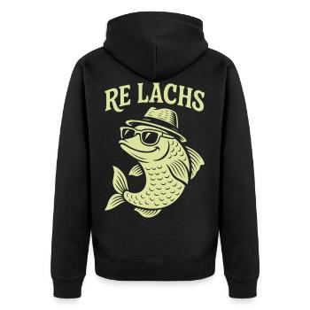 Re Lachs Angeln Angler Spruch Fischen Lachsfischen - Unisex Premium Bio Zip Hoodie - Schwarz - Hinten - Nico (187cm)