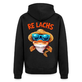 Re Lachs Angeln Angler Spruch Fischen Lachsfischen - Unisex Premium Bio Zip Hoodie - Schwarz - Hinten - Nico (187cm)