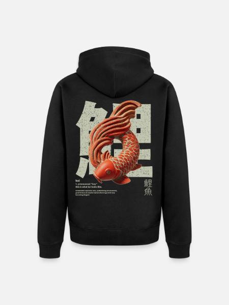 Japanese Koi Fish – Happiness & Transformation - Unisex Premium Organic Zip Hoodie - black