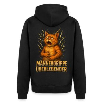 Männergrippe Überlebender Erkältung Grippe - Unisex Premium Bio Zip Hoodie - Schwarz - Hinten - Nico (187cm)
