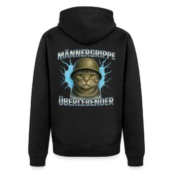 Männergrippe Überlebender Erkältung Grippe - Unisex Premium Bio Zip Hoodie - Schwarz - Hinten - Nico (187cm)