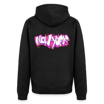 Graffiti horizontal de New York 2 - Veste à capuche bio Premium Unisexe - noir - Dos - Nico (187cm)